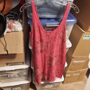 NEW ! Express Dream Weight Dress Cotton Pink Front Sequins Silver Floral Sz M